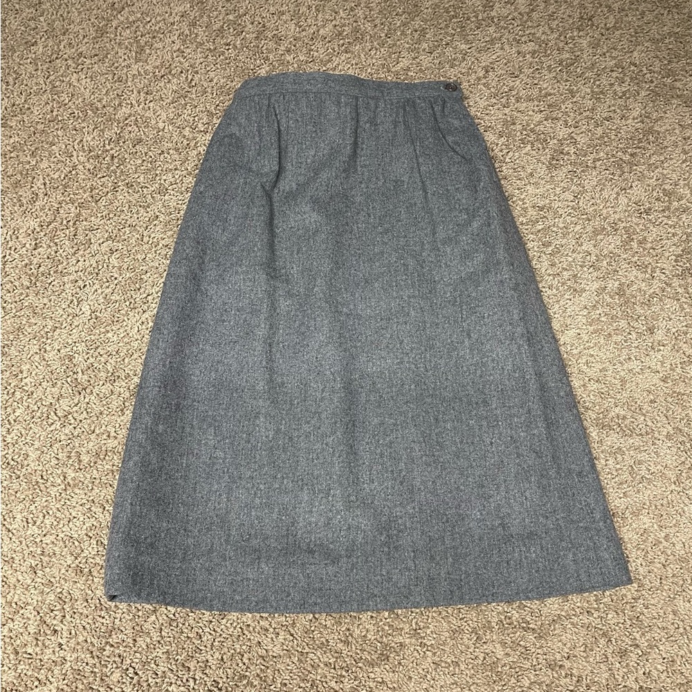 Pendleton vintage 80s virgin wool skirt size 6 pockets classic A line midi gray